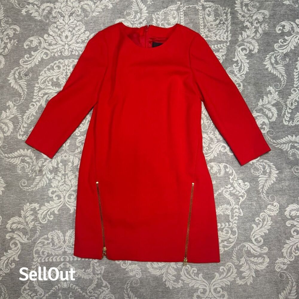 J. Crew Women's Red Shift Dress Size 10 Knee Length 3/4 Sleeve